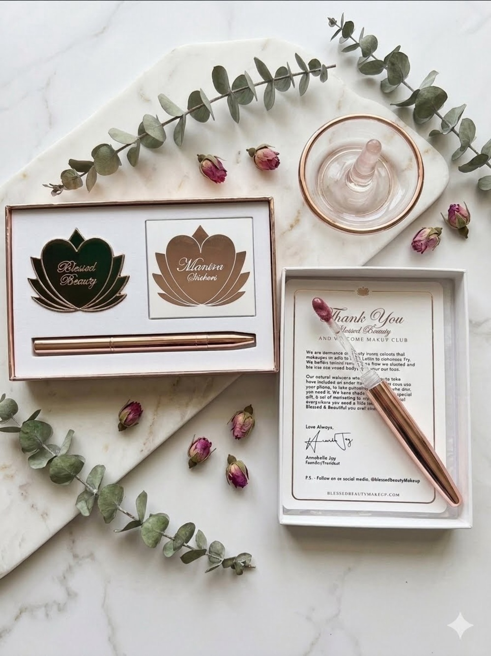 Blessed Beauty Natural Lip Cream Set & Mantra Accessories